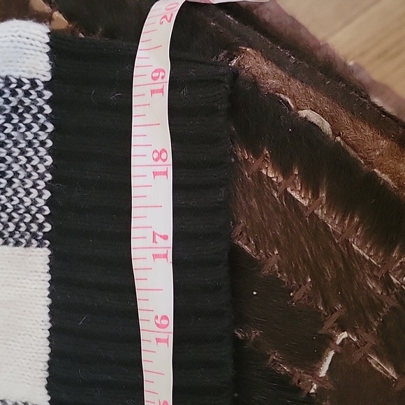 Ralph Lauren Black/Wht Checked Sweater, High Neck Under arm fringe, Med - Picture 8 of 10